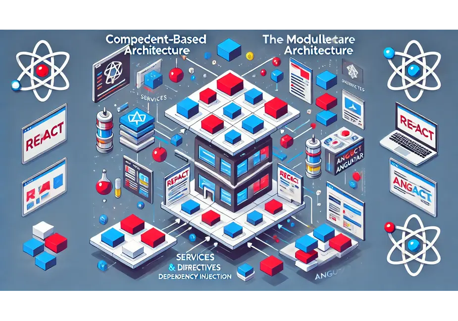 ساختار کامپوننتی ری‌اکت در مقابل معماری ماژولار انگولار